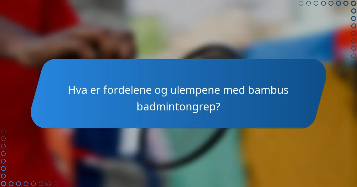 Hva er fordelene og ulempene med bambus badmintongrep?